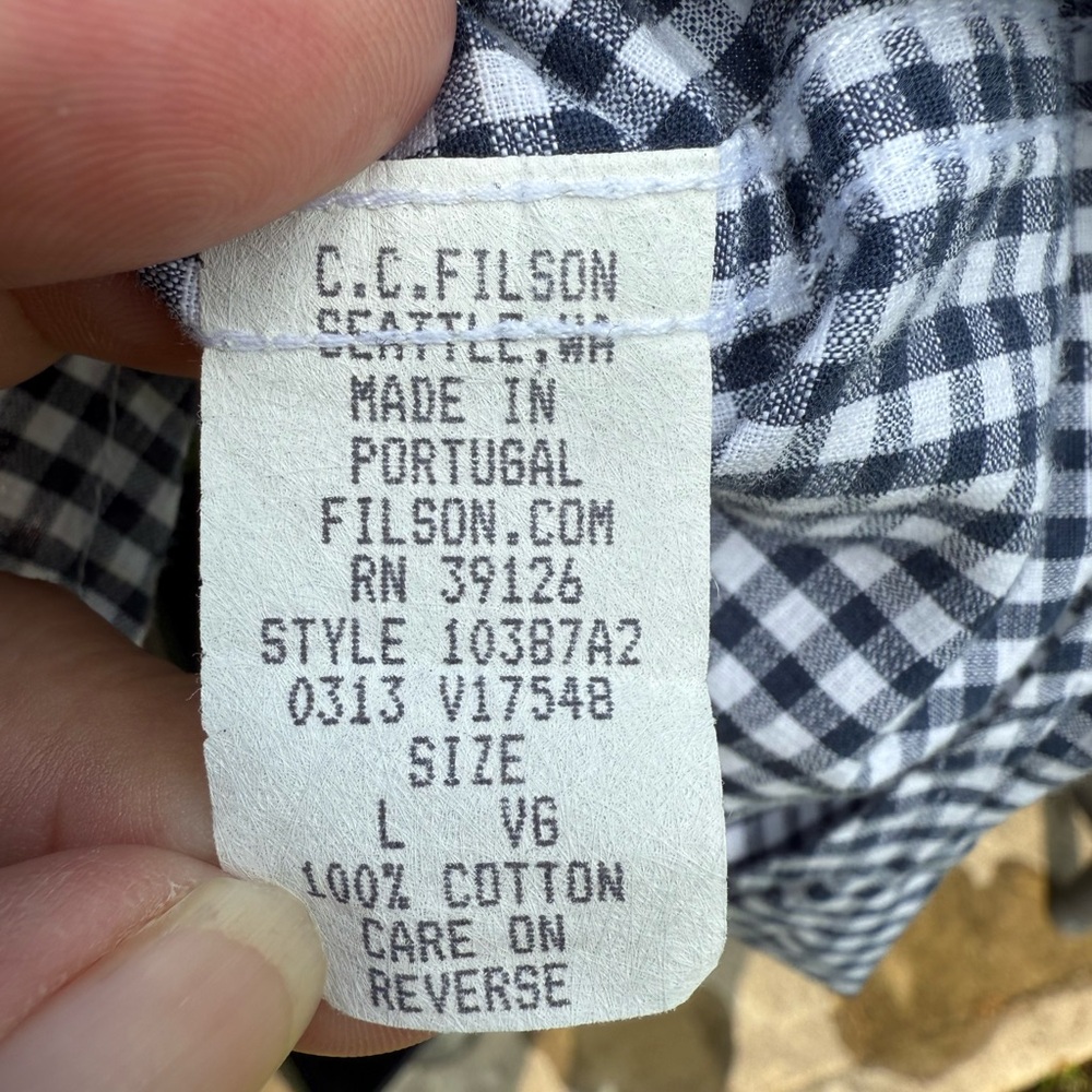 C.C Filson Co Dress Shirt  Plaid Blue %100 Cotton Men’s Large - Picture 7 of 9